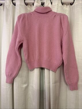 Zara Pink Cropped Turtleneck Sweater